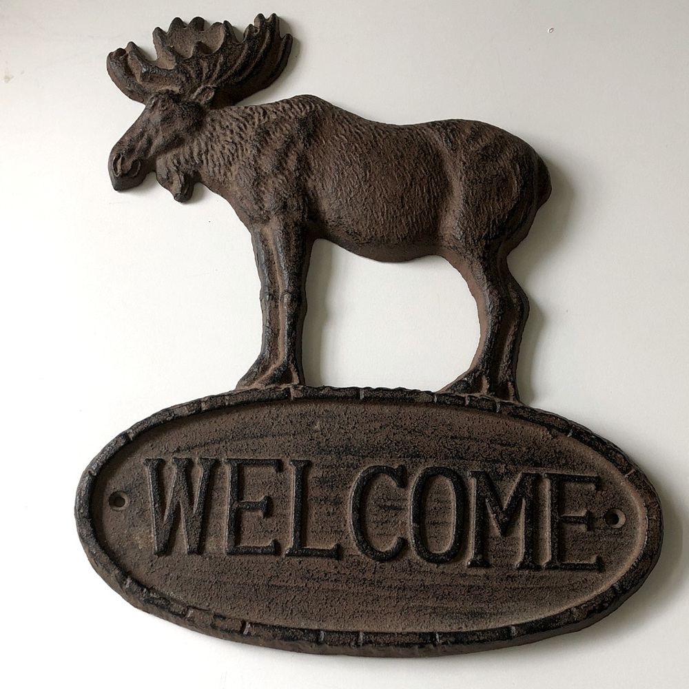 Cast iron Rustic Brown Moose Welcome Sign - Home Accents